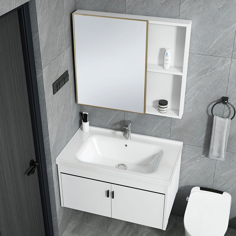 Contemporary Sink Vanity Solid Color Mirror Cabinet Space Saver Vanity for Bathroom Clearhalo 'Bathroom Remodel & Bathroom Fixtures' 'Bathroom Vanities' 'bathroom_vanities' 'Home Improvement' 'home_improvement' 'home_improvement_bathroom_vanities' 1200x1200_39d691c2-70cc-4a9a-b785-7546383e99a1