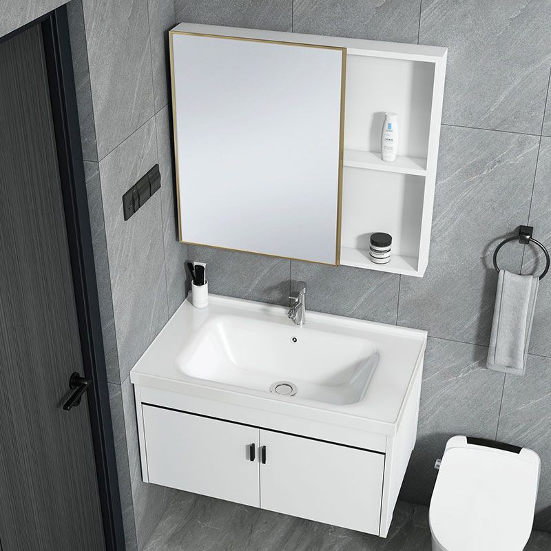Contemporary Sink Vanity Solid Color Mirror Cabinet Space Saver Vanity for Bathroom Clearhalo 'Bathroom Remodel & Bathroom Fixtures' 'Bathroom Vanities' 'bathroom_vanities' 'Home Improvement' 'home_improvement' 'home_improvement_bathroom_vanities' 1200x1200_39d691c2-70cc-4a9a-b785-7546383e99a1