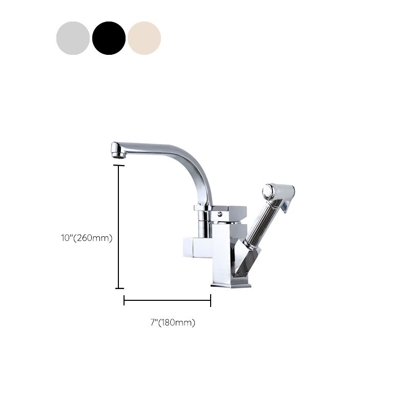 Metal Standard Kitchen Faucet Modern Style Kitchen Faucet with Pull out Sprayer Clearhalo 'Home Improvement' 'home_improvement' 'home_improvement_kitchen_faucets' 'Kitchen Faucets' 'Kitchen Remodel & Kitchen Fixtures' 'Kitchen Sinks & Faucet Components' 'kitchen_faucets' 1200x1200_39ed9398-d028-47d0-8cd5-a97411aaa76e