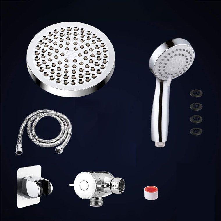 4-Setting Silver Shower Set Concealed Wall-Mount Bracket Tee with Socket Clearhalo 'Bathroom Remodel & Bathroom Fixtures' 'Home Improvement' 'home_improvement' 'home_improvement_shower_heads' 'Shower Heads' 'shower_heads' 'Showers & Bathtubs Plumbing' 'Showers & Bathtubs' 1200x1200_3a0aa75d-dbe0-4f88-bd36-fe8cf0903311