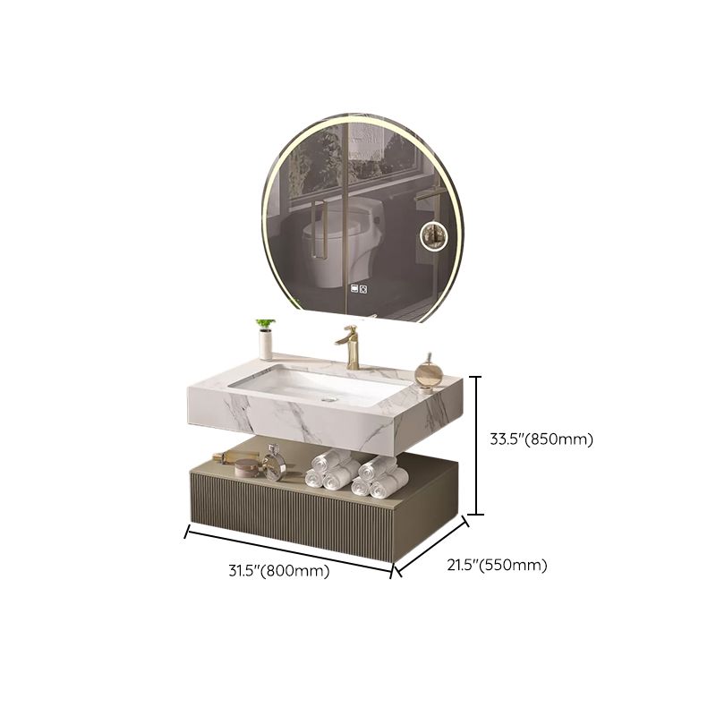 Bathroom Vanity Set Round LED Mirror Rectangular Sink Sink Vanity Clearhalo 'Bathroom Remodel & Bathroom Fixtures' 'Bathroom Vanities' 'bathroom_vanities' 'Home Improvement' 'home_improvement' 'home_improvement_bathroom_vanities' 1200x1200_3a2a2b47-3c43-4259-af91-4053630077bf