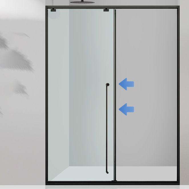 One-shaped Transparent Glass Shower Door, Semi-frameless Shower Single Sliding Door Clearhalo 'Bathroom Remodel & Bathroom Fixtures' 'Home Improvement' 'home_improvement' 'home_improvement_shower_tub_doors' 'Shower and Tub Doors' 'shower_tub_doors' 'Showers & Bathtubs' 1200x1200_3a3e0751-ed88-4625-a5da-821485e9861c