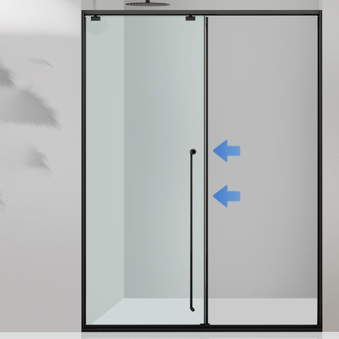 One-shaped Transparent Glass Shower Door, Semi-frameless Shower Single Sliding Door Clearhalo 'Bathroom Remodel & Bathroom Fixtures' 'Home Improvement' 'home_improvement' 'home_improvement_shower_tub_doors' 'Shower and Tub Doors' 'shower_tub_doors' 'Showers & Bathtubs' 1200x1200_3a3e0751-ed88-4625-a5da-821485e9861c