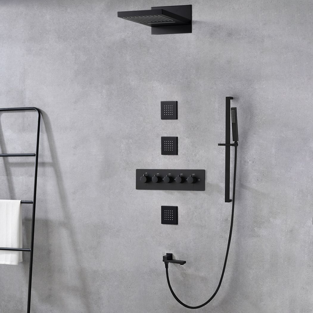 Modern Shower Set Brass Body Jets Adjustable Shower Head Wall Mounted Shower System Clearhalo 'Bathroom Remodel & Bathroom Fixtures' 'Home Improvement' 'home_improvement' 'home_improvement_shower_faucets' 'Shower Faucets & Systems' 'shower_faucets' 'Showers & Bathtubs Plumbing' 'Showers & Bathtubs' 1200x1200_3a3e741f-17c7-4db5-8891-7f58446b3395