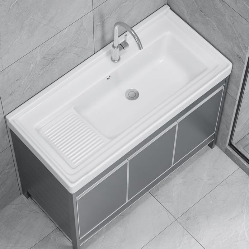 Freestanding Bathroom Vanity Space Aluminum Bathroom Vanity with Sink Clearhalo 'Bathroom Remodel & Bathroom Fixtures' 'Bathroom Vanities' 'bathroom_vanities' 'Home Improvement' 'home_improvement' 'home_improvement_bathroom_vanities' 1200x1200_3a5857cb-aa69-482b-bebf-03e5f248f566