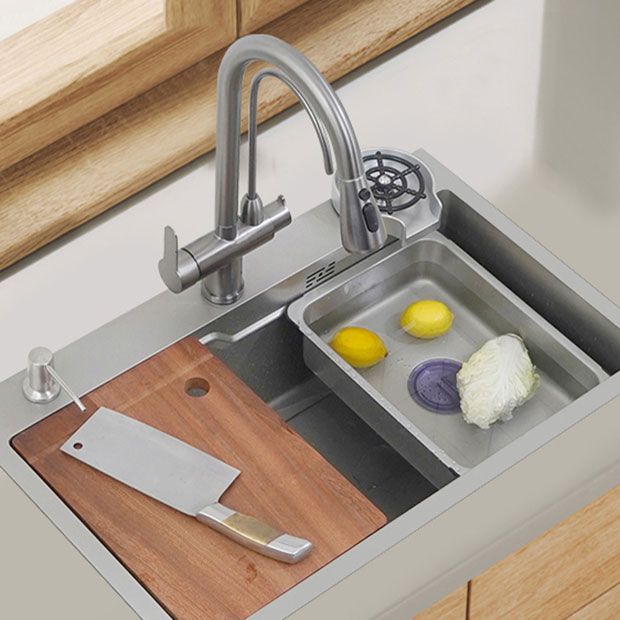 Modern Style Kitchen Sink Rectangle Shape Kitchen Sink with Single Bowl Clearhalo 'Home Improvement' 'home_improvement' 'home_improvement_kitchen_sinks' 'Kitchen Remodel & Kitchen Fixtures' 'Kitchen Sinks & Faucet Components' 'Kitchen Sinks' 'kitchen_sinks' 1200x1200_3a9f05e2-d039-4823-a937-af1694c64c44
