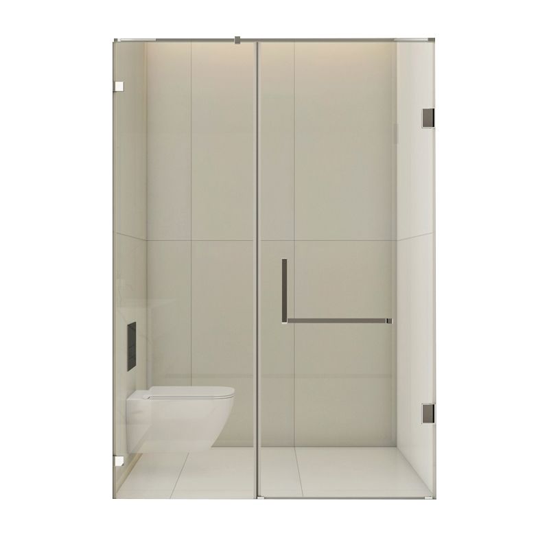 Minimalist Semi Frameless Door Hinged Tempered Glass Shower Door Clearhalo 'Bathroom Remodel & Bathroom Fixtures' 'Home Improvement' 'home_improvement' 'home_improvement_shower_tub_doors' 'Shower and Tub Doors' 'shower_tub_doors' 'Showers & Bathtubs' 1200x1200_3ab04c82-9eda-48bf-82cf-f74352f3142d