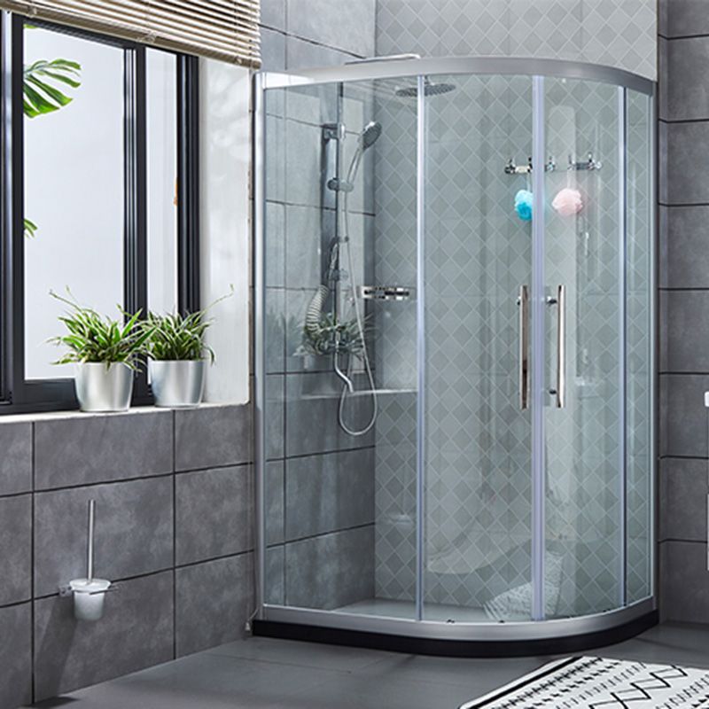 Framed Tempered Glass Shower Enclosure with Pedestal Half-Framed Shower Enclosure Clearhalo 'Bathroom Remodel & Bathroom Fixtures' 'Home Improvement' 'home_improvement' 'home_improvement_shower_stalls_enclosures' 'Shower Stalls & Enclosures' 'shower_stalls_enclosures' 'Showers & Bathtubs' 1200x1200_3acc2dfc-1444-48be-9f63-08d365917527