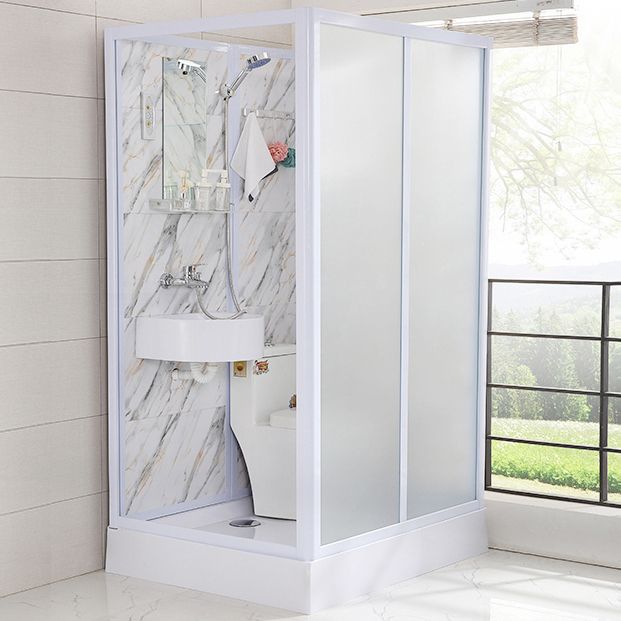 Rectangular Shower Stall Single Sliding Door Frosted Glass Shower Room Clearhalo 'Bathroom Remodel & Bathroom Fixtures' 'Home Improvement' 'home_improvement' 'home_improvement_shower_stalls_enclosures' 'Shower Stalls & Enclosures' 'shower_stalls_enclosures' 'Showers & Bathtubs' 1200x1200_3ad67fd4-0d43-4fd9-91be-6325941006e0