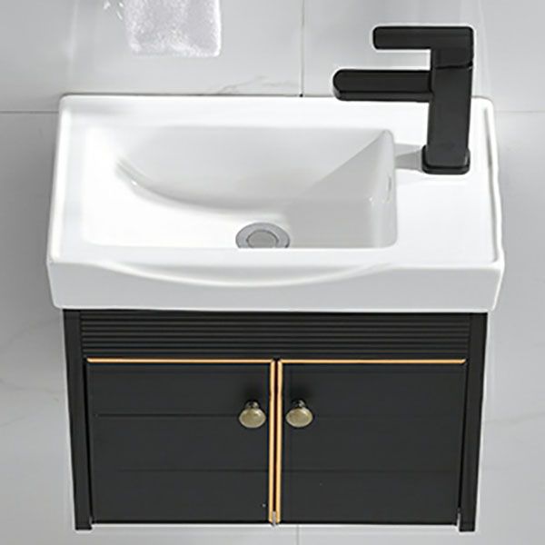 Wall Mount Metal Modern Sink Vanity with Sink for Bathroom in Black Clearhalo 'Bathroom Remodel & Bathroom Fixtures' 'Bathroom Vanities' 'bathroom_vanities' 'Home Improvement' 'home_improvement' 'home_improvement_bathroom_vanities' 1200x1200_3ae81f22-375c-4a6d-860a-7c764ae070b0
