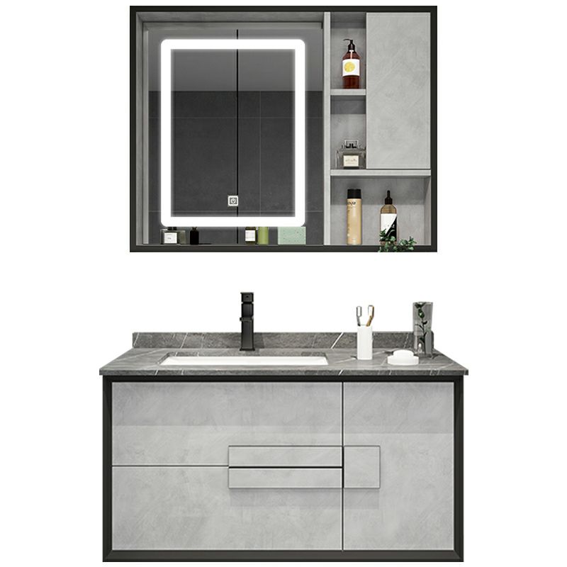 Modern Wall Mount Stone Bathroom Vanity Set with Doors Mirror Clearhalo 'Bathroom Remodel & Bathroom Fixtures' 'Bathroom Vanities' 'bathroom_vanities' 'Home Improvement' 'home_improvement' 'home_improvement_bathroom_vanities' 1200x1200_3aec0832-24ff-46d4-a96a-56e82be3e2dd