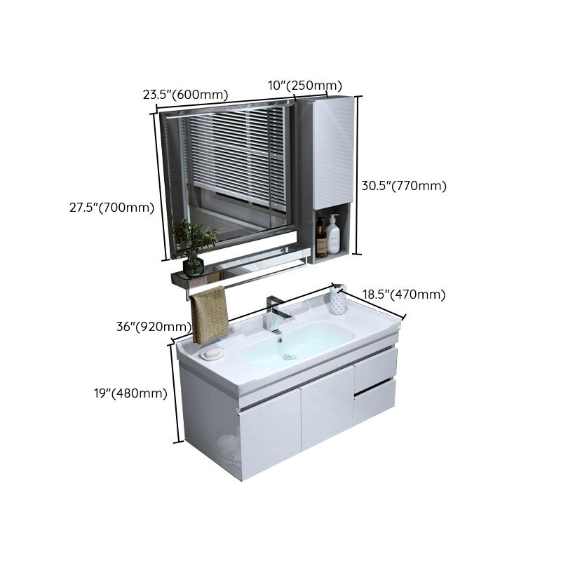 Wall Mount White Modern Bathroom Sink Vanity with Mirror Faucet Clearhalo 'Bathroom Remodel & Bathroom Fixtures' 'Bathroom Vanities' 'bathroom_vanities' 'Home Improvement' 'home_improvement' 'home_improvement_bathroom_vanities' 1200x1200_3af92411-2f86-41e8-bd03-4415c6e80916