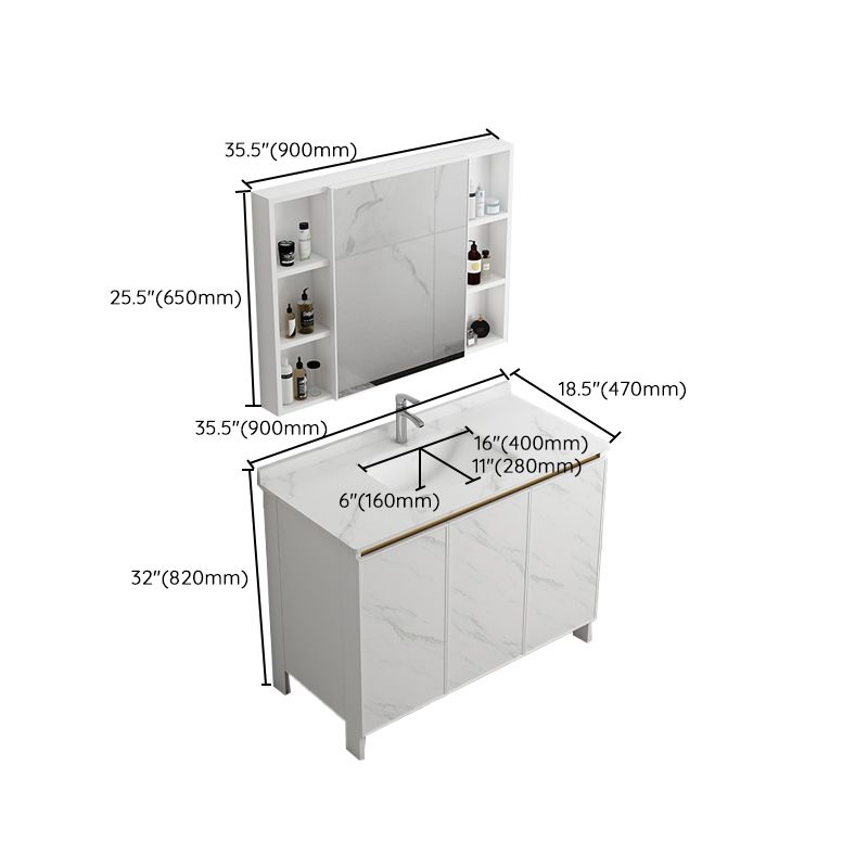 Free Standing Vanity Set White Drawer Ceramic Sink Faucet Vanity Set with Mirror Clearhalo 'Bathroom Remodel & Bathroom Fixtures' 'Bathroom Vanities' 'bathroom_vanities' 'Home Improvement' 'home_improvement' 'home_improvement_bathroom_vanities' 1200x1200_3af9c7e9-bce2-4a96-b662-ccb69cfa2d24