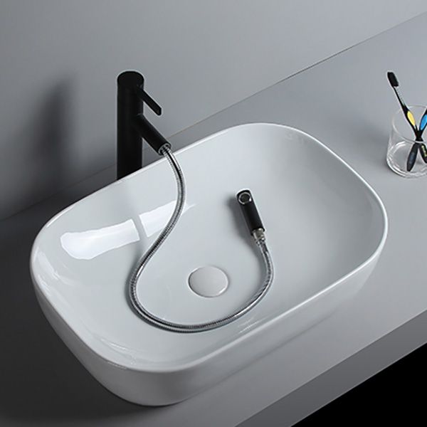 Modern Bathroom Sink Porcelain Solid Color Rectangular Vessel Sink with Pop-Up Drain Clearhalo 'Bathroom Remodel & Bathroom Fixtures' 'Bathroom Sinks & Faucet Components' 'Bathroom Sinks' 'bathroom_sink' 'Home Improvement' 'home_improvement' 'home_improvement_bathroom_sink' 1200x1200_3b1bcd70-7a38-4cc6-bde6-44c04768dd12