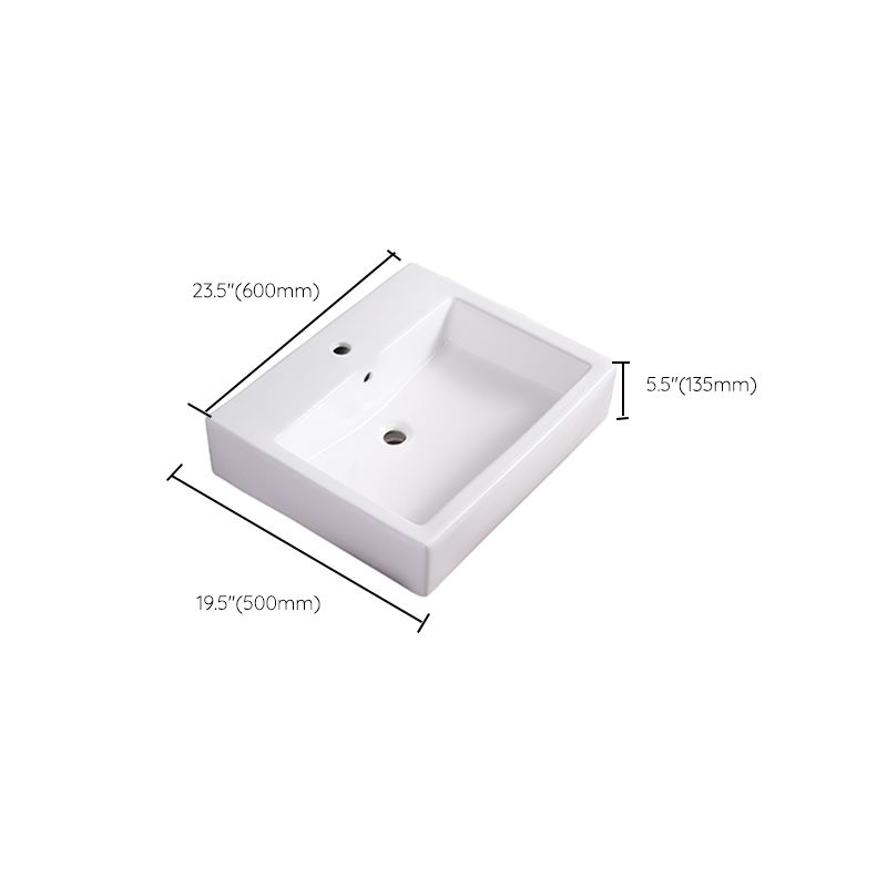 Bathroom Sink White Rectangle Overflow Ceramic One Hole Sink with Faucet Clearhalo 'Bathroom Remodel & Bathroom Fixtures' 'Bathroom Sinks & Faucet Components' 'Bathroom Sinks' 'bathroom_sink' 'Home Improvement' 'home_improvement' 'home_improvement_bathroom_sink' 1200x1200_3b245973-5c87-4635-91b4-7d038ce5afc4