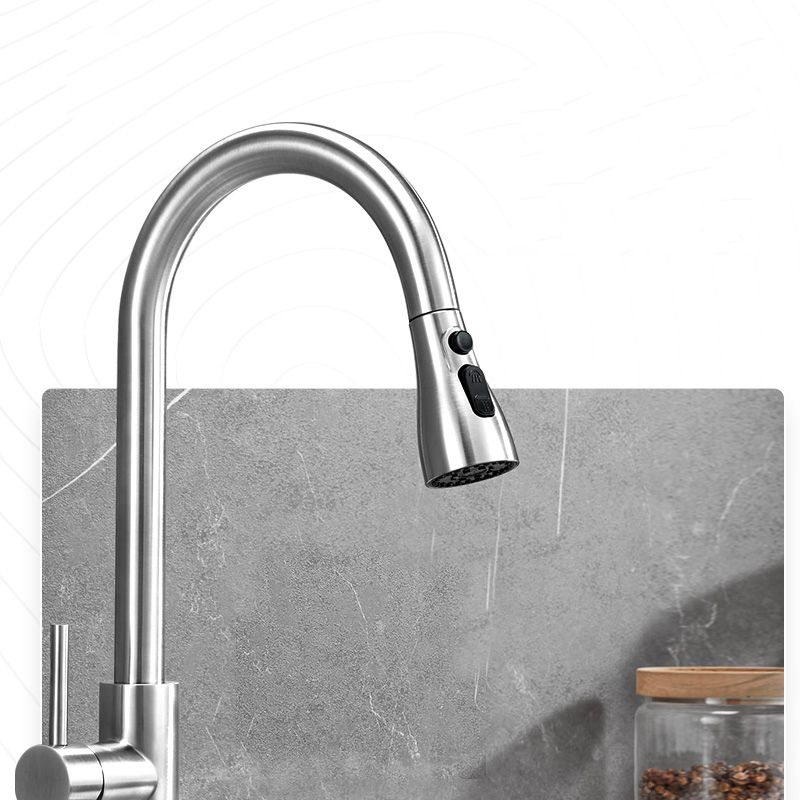 Modern Style Kitchen Faucet Lever Handle 304 Stainless Steel Kitchen Faucet Clearhalo 'Home Improvement' 'home_improvement' 'home_improvement_kitchen_faucets' 'Kitchen Faucets' 'Kitchen Remodel & Kitchen Fixtures' 'Kitchen Sinks & Faucet Components' 'kitchen_faucets' 1200x1200_3b44ed21-9564-4373-992c-27c94dec6583