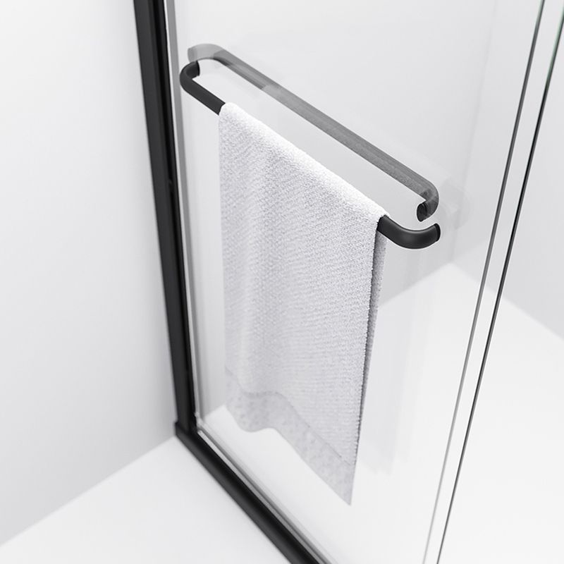 Semi Frameless Black Shower Door Double Sliding Clear Shower Doors Clearhalo 'Bathroom Remodel & Bathroom Fixtures' 'Home Improvement' 'home_improvement' 'home_improvement_shower_tub_doors' 'Shower and Tub Doors' 'shower_tub_doors' 'Showers & Bathtubs' 1200x1200_3b4b30de-eb94-4875-a517-0f94567ff59d
