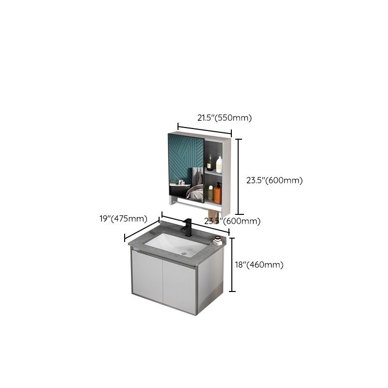 Modern Bath Vanity Gray Single Rectangular Wall Mount Sink Vanity Clearhalo 'Bathroom Remodel & Bathroom Fixtures' 'Bathroom Vanities' 'bathroom_vanities' 'Home Improvement' 'home_improvement' 'home_improvement_bathroom_vanities' 1200x1200_3b4ee9f0-0aad-47c6-a31e-ac98252aa78e