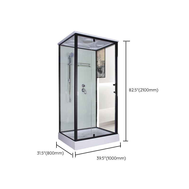 Tempered Glass Shower Stall Home Shower Stall with Towel Bar and Rain Shower Clearhalo 'Bathroom Remodel & Bathroom Fixtures' 'Home Improvement' 'home_improvement' 'home_improvement_shower_stalls_enclosures' 'Shower Stalls & Enclosures' 'shower_stalls_enclosures' 'Showers & Bathtubs' 1200x1200_3b737cfb-6ded-4954-b75b-ebb369f8ff3d