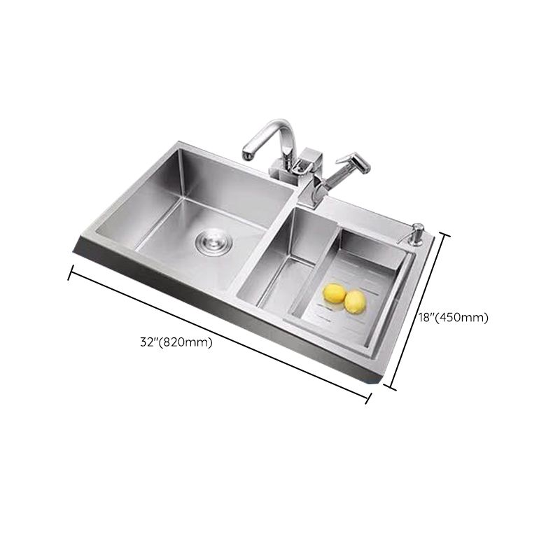 Contemporary Style Kitchen Sink Stainless Steel 2 Holes Drop-In Kitchen Double Sink Clearhalo 'Home Improvement' 'home_improvement' 'home_improvement_kitchen_sinks' 'Kitchen Remodel & Kitchen Fixtures' 'Kitchen Sinks & Faucet Components' 'Kitchen Sinks' 'kitchen_sinks' 1200x1200_3b853f9a-617d-475b-8645-3456f1f20809