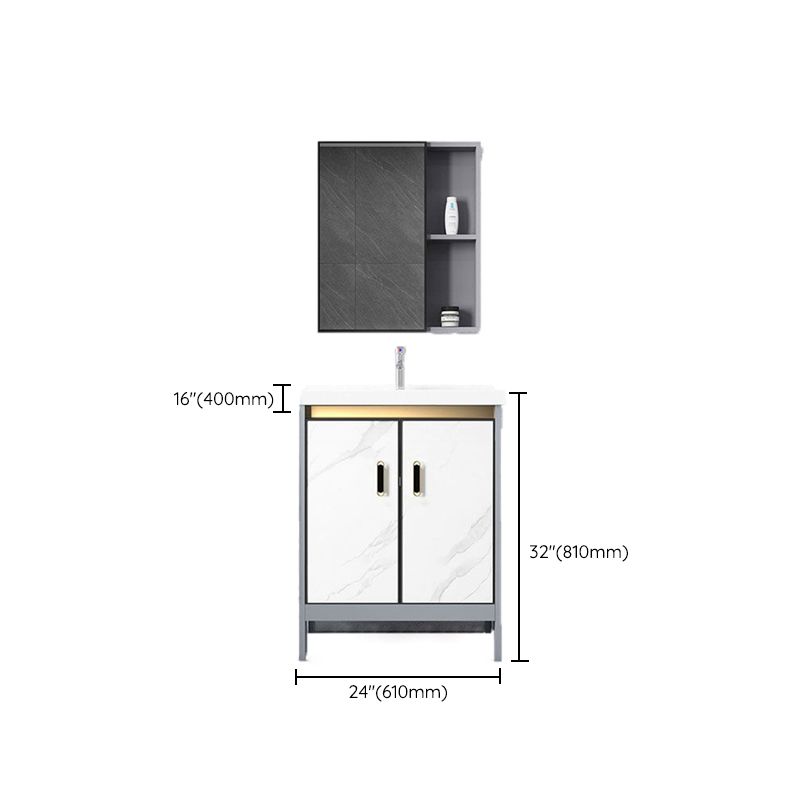 Ceramic Top Bathroom Vanity White Rectangle Single Sink Freestanding Mirror Vanity Set Clearhalo 'Bathroom Remodel & Bathroom Fixtures' 'Bathroom Vanities' 'bathroom_vanities' 'Home Improvement' 'home_improvement' 'home_improvement_bathroom_vanities' 1200x1200_3b960f0c-18a0-4e49-82b0-8394ceffb67a