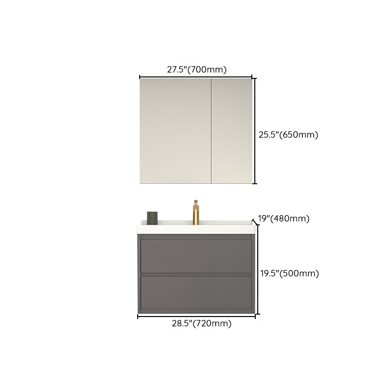 Wall Mount Gray Sink Vanity Modern Ceramic Single Rectangular Vanity Clearhalo 'Bathroom Remodel & Bathroom Fixtures' 'Bathroom Vanities' 'bathroom_vanities' 'Home Improvement' 'home_improvement' 'home_improvement_bathroom_vanities' 1200x1200_3b9f8c7b-e132-4b51-bc35-fd385d67d31f