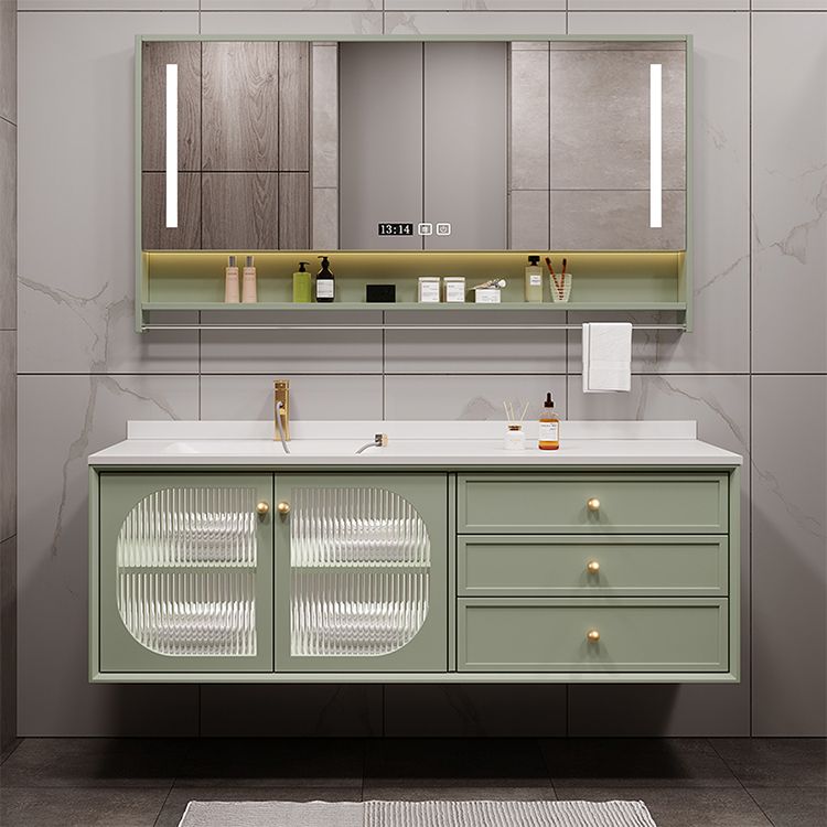 Modern Sink Vanity Solid Color Storage Shelves Wall Mount Bathroom Vanity Set Clearhalo 'Bathroom Remodel & Bathroom Fixtures' 'Bathroom Vanities' 'bathroom_vanities' 'Home Improvement' 'home_improvement' 'home_improvement_bathroom_vanities' 1200x1200_3baef124-974a-4c0c-8609-3c38b37af218