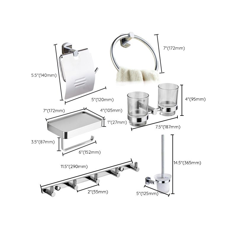 Modern Bathroom Accessory Kit Paper Holder Towel Bar Stainless Steel Bathroom Set Clearhalo 'Bathroom Hardware Sets' 'Bathroom Hardware' 'Bathroom Remodel & Bathroom Fixtures' 'bathroom_hardware_sets' 'Home Improvement' 'home_improvement' 'home_improvement_bathroom_hardware_sets' 1200x1200_3bc1f41a-6db5-48f5-8c15-4a697885a693