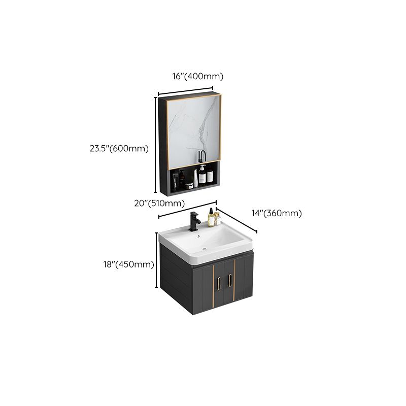 Single Sink Bath Vanity Black Wall Mount Modern Metal Base Vanity Set Clearhalo 'Bathroom Remodel & Bathroom Fixtures' 'Bathroom Vanities' 'bathroom_vanities' 'Home Improvement' 'home_improvement' 'home_improvement_bathroom_vanities' 1200x1200_3c0ad410-95e4-4382-b644-752ec5a9aa5a