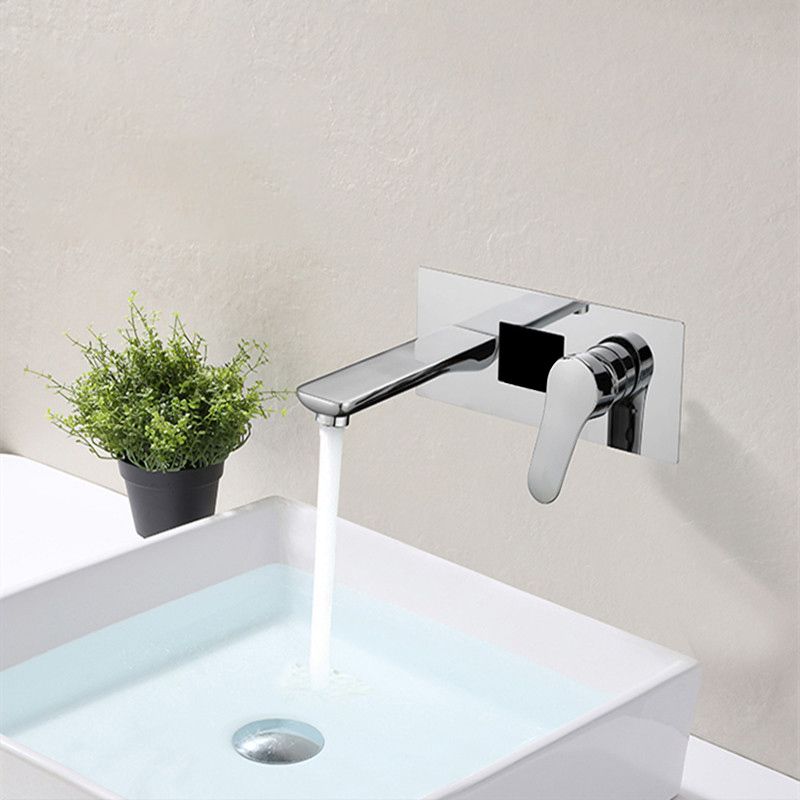Modern Bathroom Faucet Solid Color Copper Wall Mount Bathtub Faucet Clearhalo 'Bathroom Remodel & Bathroom Fixtures' 'Bathtub Faucets' 'bathtub_faucets' 'Home Improvement' 'home_improvement' 'home_improvement_bathtub_faucets' 1200x1200_3c2497b4-ecd5-4837-8284-4f629c9c3d7e
