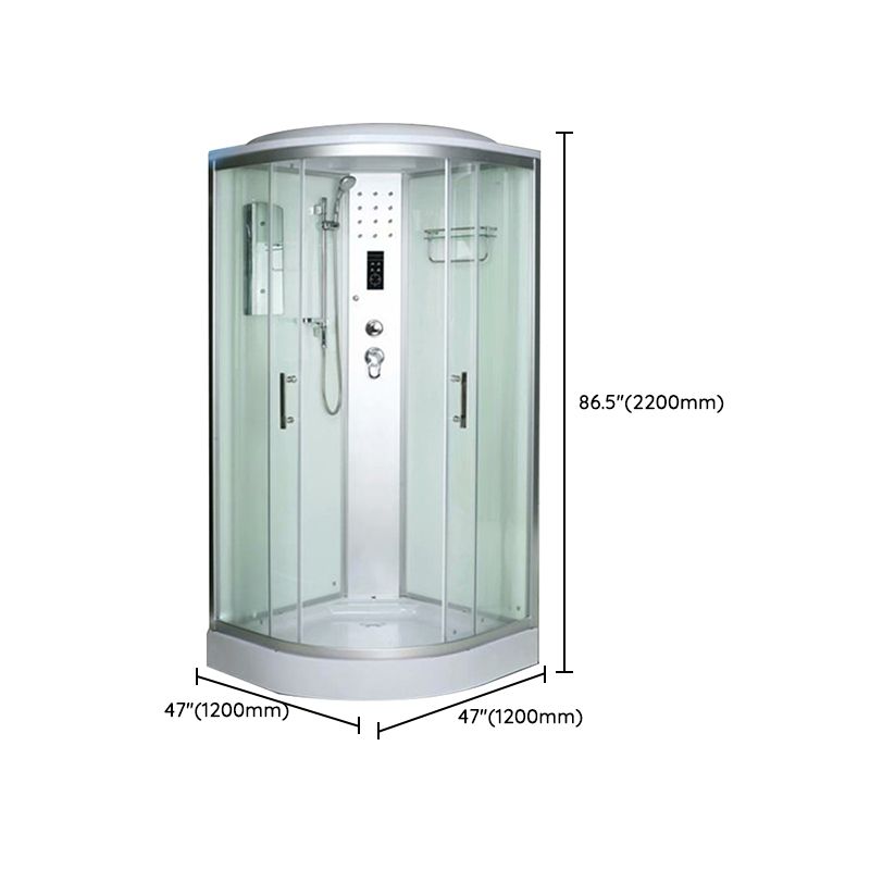 Rounded Shower Stall Double Sliding Shower Stall with Rain Shower Clearhalo 'Bathroom Remodel & Bathroom Fixtures' 'Home Improvement' 'home_improvement' 'home_improvement_shower_stalls_enclosures' 'Shower Stalls & Enclosures' 'shower_stalls_enclosures' 'Showers & Bathtubs' 1200x1200_3c24a476-0b64-4cf7-96b5-ad8b16b8e75f