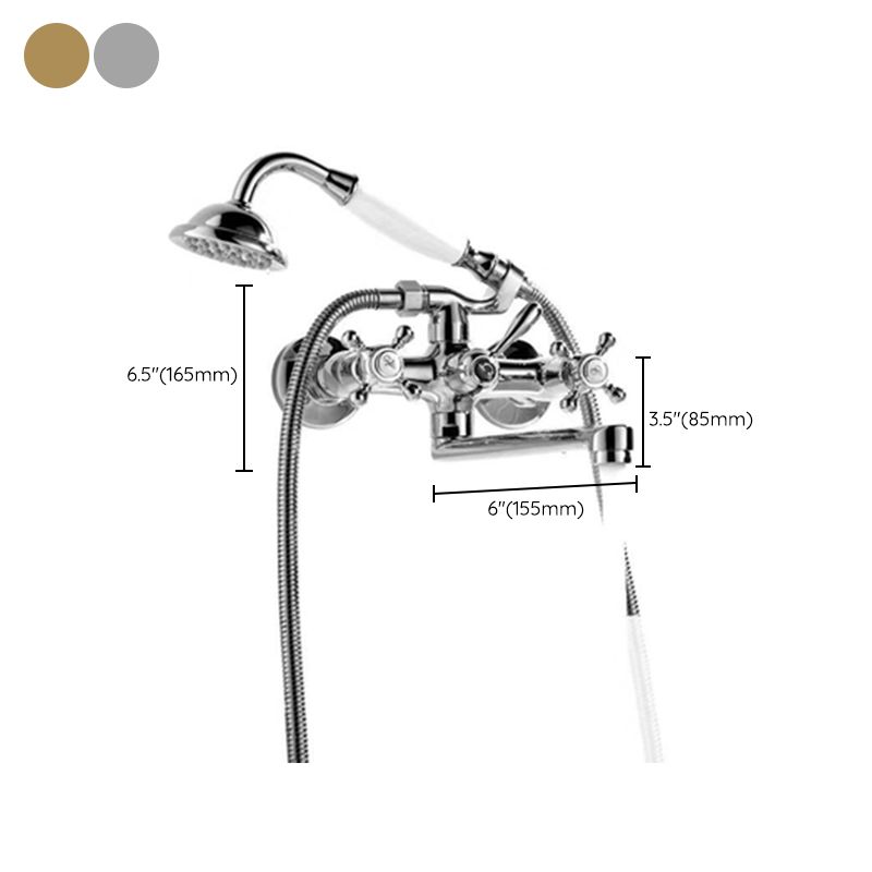 Wall Mounted Bathroom Faucet Metal Swivel Bathroom Faucet with Hand Shower Clearhalo 'Bathroom Remodel & Bathroom Fixtures' 'Bathtub Faucets' 'bathtub_faucets' 'Home Improvement' 'home_improvement' 'home_improvement_bathtub_faucets' 1200x1200_3c6504fc-7a06-4bd9-9c05-84eb9ff9b514