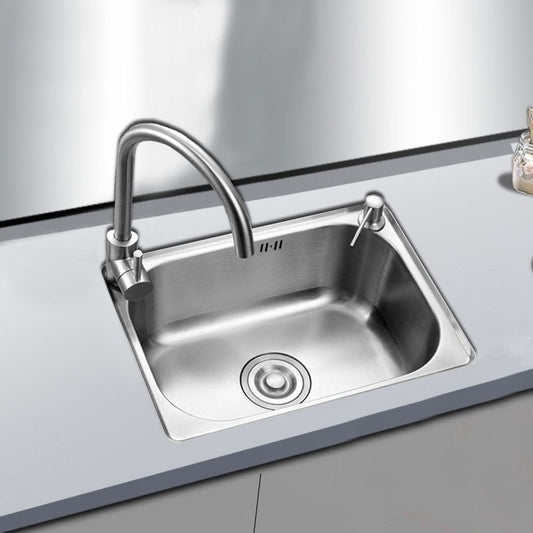 Rectangle Stainless Steel Sink Kitchen Sink with Drain Assembly(Not Including Faucet) Clearhalo 'Home Improvement' 'home_improvement' 'home_improvement_kitchen_sinks' 'Kitchen Remodel & Kitchen Fixtures' 'Kitchen Sinks & Faucet Components' 'Kitchen Sinks' 'kitchen_sinks' 1200x1200_3c7dda51-1998-4475-998c-93320e7c6047