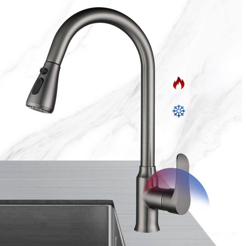 Modern 1-Handle Faucets Pull down Copper with Water Dispenser Standard Kitchen Faucets Clearhalo 'Home Improvement' 'home_improvement' 'home_improvement_kitchen_faucets' 'Kitchen Faucets' 'Kitchen Remodel & Kitchen Fixtures' 'Kitchen Sinks & Faucet Components' 'kitchen_faucets' 1200x1200_3c8dac94-70e9-4fa5-932f-24732490a7eb