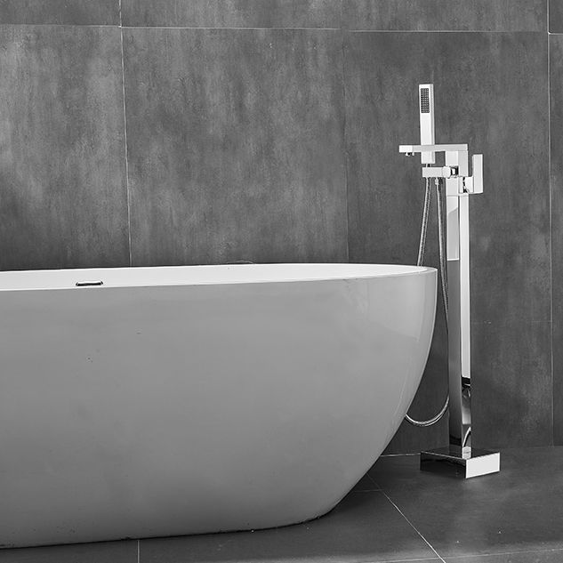 Floor Mounted Metal Freestanding Tub Filler Swivel High Arc Freestanding Faucet Clearhalo 'Bathroom Remodel & Bathroom Fixtures' 'Bathtub Faucets' 'bathtub_faucets' 'Home Improvement' 'home_improvement' 'home_improvement_bathtub_faucets' 1200x1200_3c8f6d7a-cce1-4f07-8e0c-ecb697541a1f