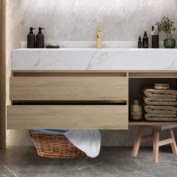 Modern Wall Mount Bathroom Vanity Set Wood Sink Vanity with Mirror Clearhalo 'Bathroom Remodel & Bathroom Fixtures' 'Bathroom Vanities' 'bathroom_vanities' 'Home Improvement' 'home_improvement' 'home_improvement_bathroom_vanities' 1200x1200_3cc46c55-451d-49a3-8bb3-557d46339418