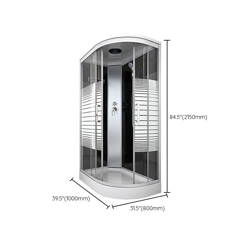 Contemporary Round Shower Stall Double Sliding Frosted Framed Shower Stall with Ceiling Clearhalo 'Bathroom Remodel & Bathroom Fixtures' 'Home Improvement' 'home_improvement' 'home_improvement_shower_stalls_enclosures' 'Shower Stalls & Enclosures' 'shower_stalls_enclosures' 'Showers & Bathtubs' 1200x1200_3ce58b55-dcd6-4ba8-97ff-dfcd0e6377db