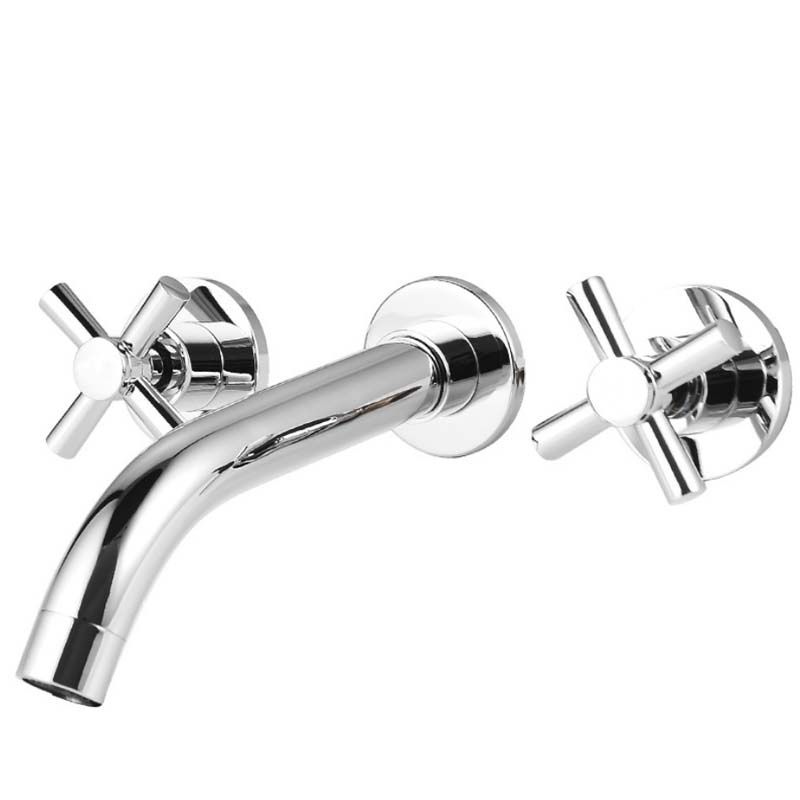 Modern Cross Handle Faucet Solid Color Wall Mounted Bathroom Faucet Clearhalo 'Bathroom Remodel & Bathroom Fixtures' 'Bathroom Sink Faucets' 'Bathroom Sinks & Faucet Components' 'bathroom_sink_faucets' 'Home Improvement' 'home_improvement' 'home_improvement_bathroom_sink_faucets' 1200x1200_3cf42a44-c2eb-40bd-b471-db6c2adfbd1c