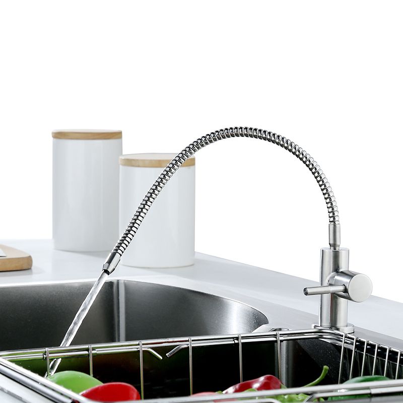 Farmhouse One Handle Kitchen Faucet High Arch Water Filler in Silver Clearhalo 'Home Improvement' 'home_improvement' 'home_improvement_kitchen_faucets' 'Kitchen Faucets' 'Kitchen Remodel & Kitchen Fixtures' 'Kitchen Sinks & Faucet Components' 'kitchen_faucets' 1200x1200_3cf42f01-bb8d-4966-8700-7c7ba9c3a1bd