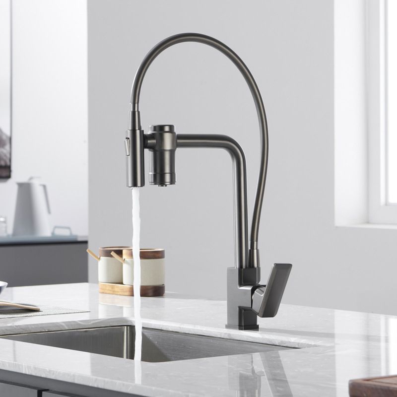 Single Handle Kitchen Faucet with Supply Lines Kitchen Sink Faucet with Pull down Sprayer Clearhalo 'Home Improvement' 'home_improvement' 'home_improvement_kitchen_faucets' 'Kitchen Faucets' 'Kitchen Remodel & Kitchen Fixtures' 'Kitchen Sinks & Faucet Components' 'kitchen_faucets' 1200x1200_3cf5af7f-67de-4e60-b210-bb60ba7d5a44