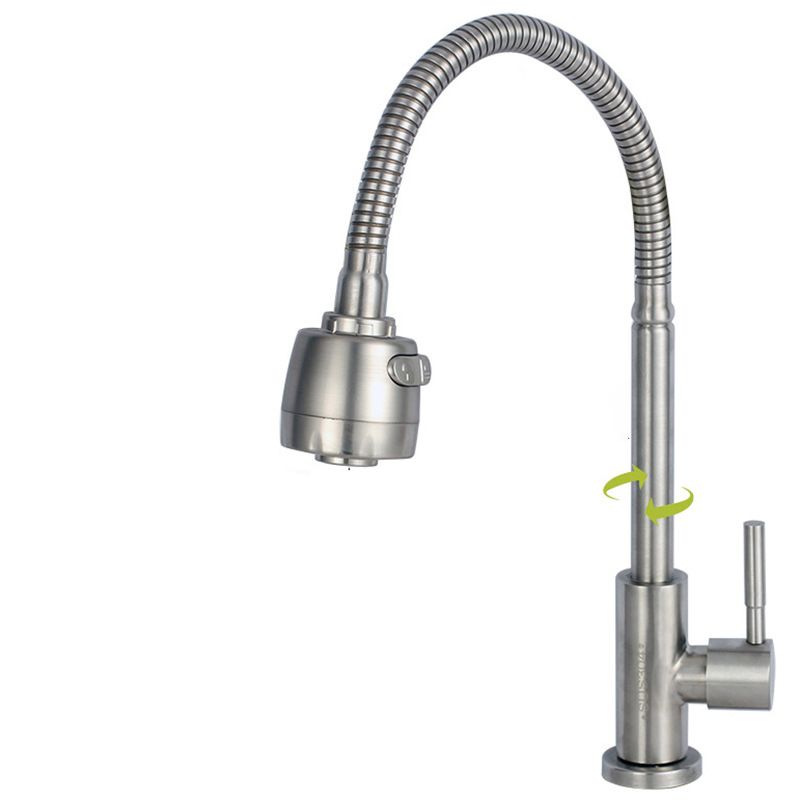 Stainless Steel Kitchen Faucet Single Handle Gooseneck Faucet Clearhalo 'Home Improvement' 'home_improvement' 'home_improvement_kitchen_faucets' 'Kitchen Faucets' 'Kitchen Remodel & Kitchen Fixtures' 'Kitchen Sinks & Faucet Components' 'kitchen_faucets' 1200x1200_3d0b802c-2331-4c6f-9adf-d01817cc9073