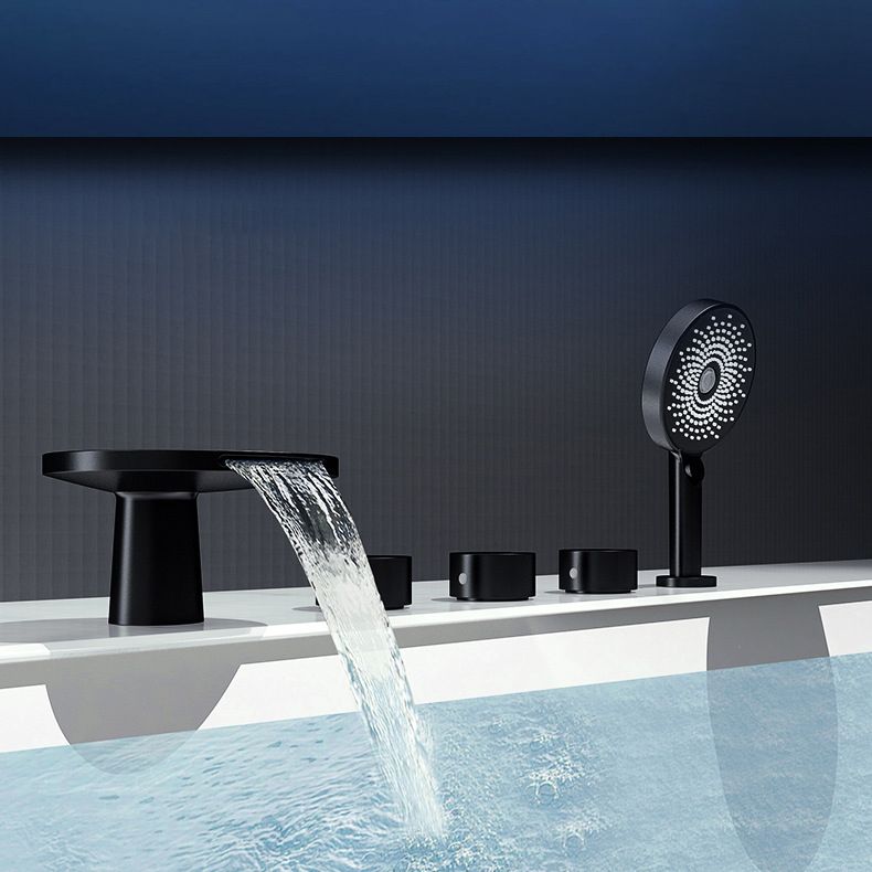 Modern Deck Mounted Metal Tub Faucet Trim Fixed Tub Faucet Trim Clearhalo 'Bathroom Remodel & Bathroom Fixtures' 'Bathtub Faucets' 'bathtub_faucets' 'Home Improvement' 'home_improvement' 'home_improvement_bathtub_faucets' 1200x1200_3d25be35-7685-4542-99ba-1885a93132d4