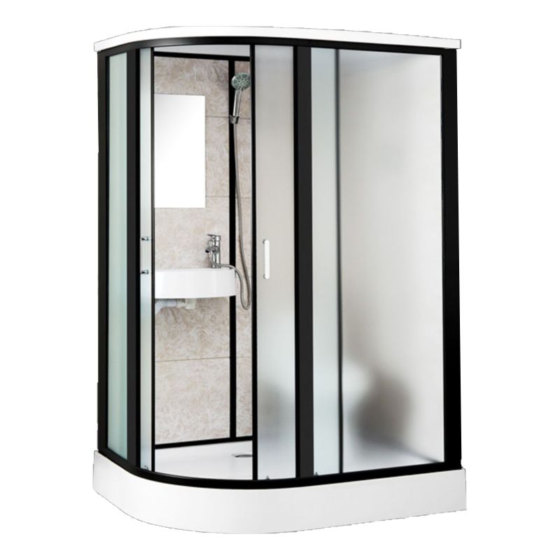 One Piece Tempered Glass Single Sliding Shower Enclosure White Frame Shower Enclosure Clearhalo 'Bathroom Remodel & Bathroom Fixtures' 'Home Improvement' 'home_improvement' 'home_improvement_shower_stalls_enclosures' 'Shower Stalls & Enclosures' 'shower_stalls_enclosures' 'Showers & Bathtubs' 1200x1200_3d2d3c7e-21c3-4ea4-bb57-601538e83058