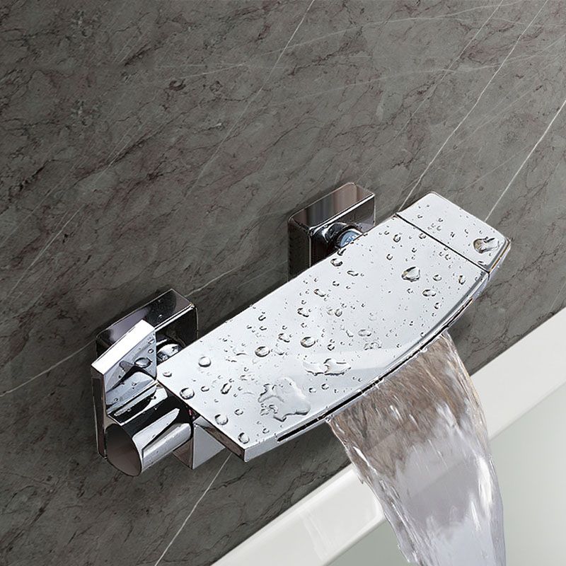 Modern Waterfall Bath Faucet Solid Color Wall Mounted Bathroom Faucet Clearhalo 'Bathroom Remodel & Bathroom Fixtures' 'Bathtub Faucets' 'bathtub_faucets' 'Home Improvement' 'home_improvement' 'home_improvement_bathtub_faucets' 1200x1200_3d4e9dc3-5c5b-4477-8358-427201287312