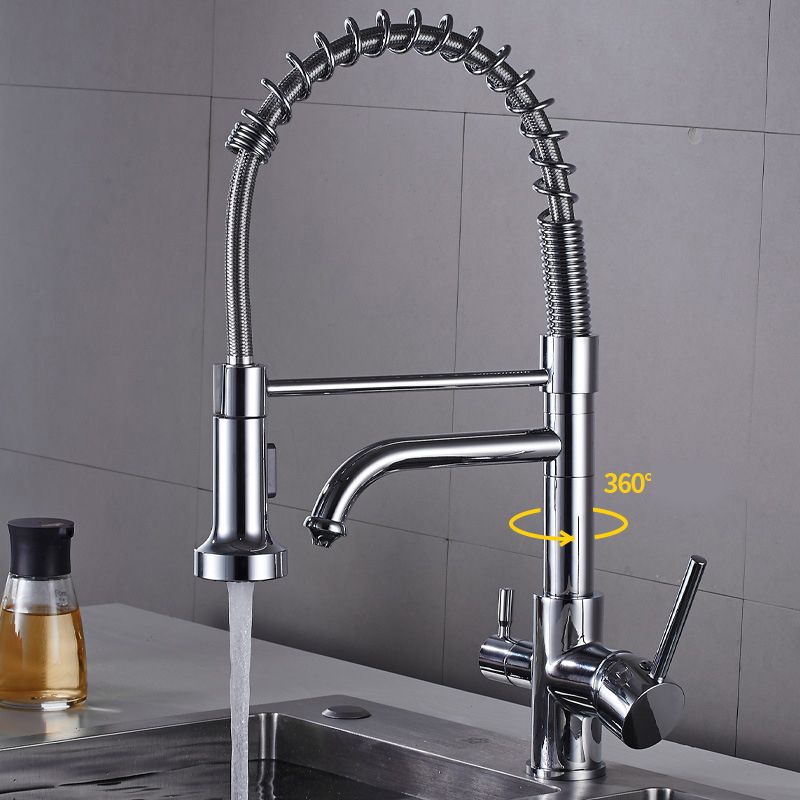 Pull Down Sprayer Kitchen Faucet 2-Handle Bar Faucet with Supply Lines Clearhalo 'Home Improvement' 'home_improvement' 'home_improvement_kitchen_faucets' 'Kitchen Faucets' 'Kitchen Remodel & Kitchen Fixtures' 'Kitchen Sinks & Faucet Components' 'kitchen_faucets' 1200x1200_3d52b6ed-dc33-4220-9734-1900c5db45f2