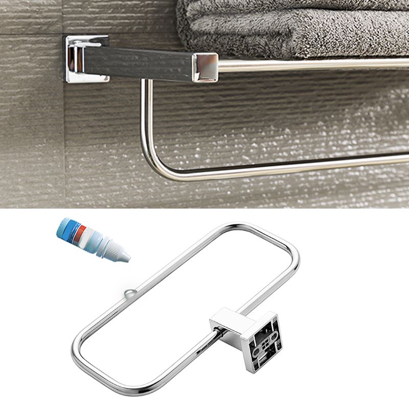 Metal Silver Bathroom Hardware Set 5 - Piece Adhesive Mount Bathroom Hardware Clearhalo 'Bathroom Hardware Sets' 'Bathroom Hardware' 'Bathroom Remodel & Bathroom Fixtures' 'bathroom_hardware_sets' 'Home Improvement' 'home_improvement' 'home_improvement_bathroom_hardware_sets' 1200x1200_3d55245f-a6b7-4e07-9de4-c37529b0585a