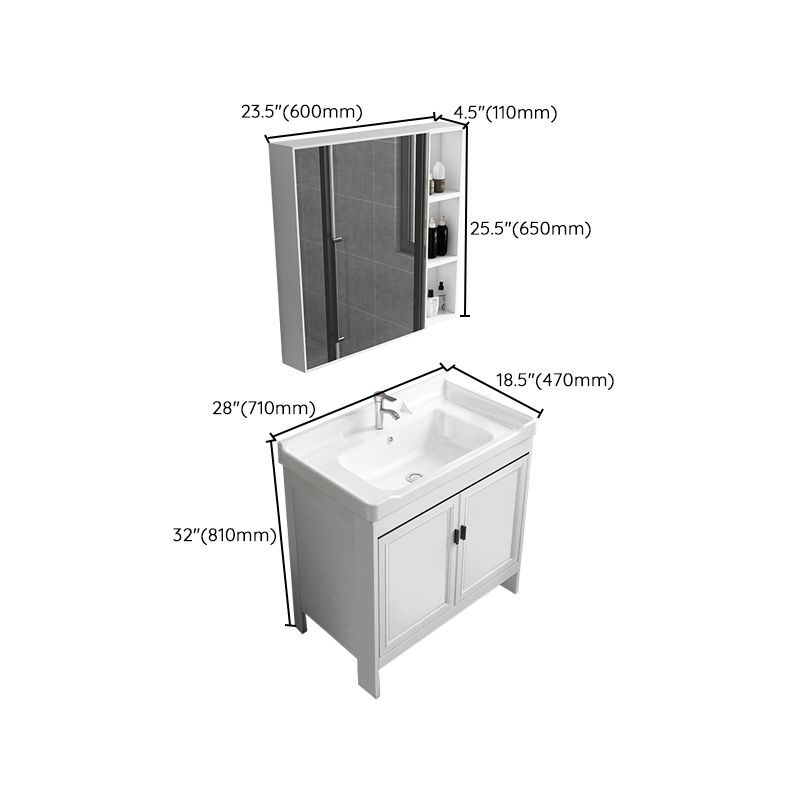 Freestanding Bathroom Vanity Modern White Ceramic Top Single Vanity Set Clearhalo 'Bathroom Remodel & Bathroom Fixtures' 'Bathroom Vanities' 'bathroom_vanities' 'Home Improvement' 'home_improvement' 'home_improvement_bathroom_vanities' 1200x1200_3d5cc671-e836-4202-8463-364eef793258