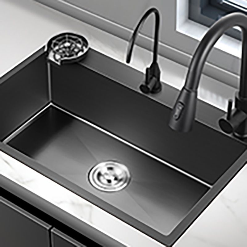 Black Stainless Steel Kitchen Sink Single Bowl Sink with Basket Strainer Clearhalo 'Home Improvement' 'home_improvement' 'home_improvement_kitchen_sinks' 'Kitchen Remodel & Kitchen Fixtures' 'Kitchen Sinks & Faucet Components' 'Kitchen Sinks' 'kitchen_sinks' 1200x1200_3d6a8f75-59d8-4211-b9af-5e93e57176f9