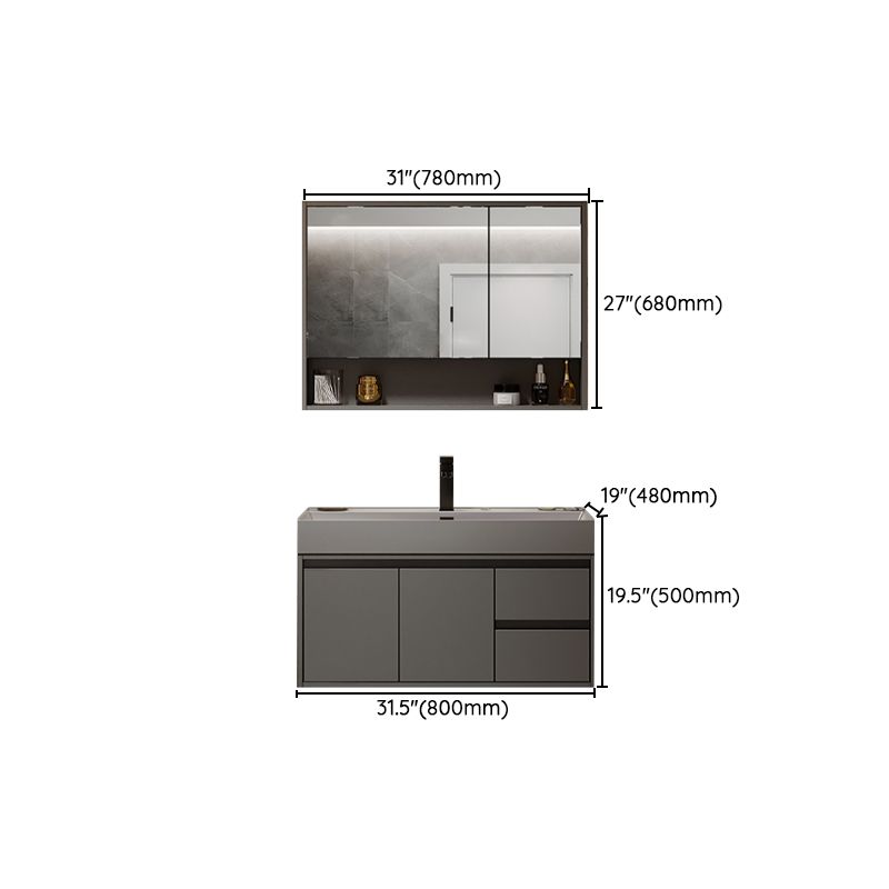 Grey Solid Wood Modern Wall Mounted Standard Bathroom Vanity Set Clearhalo 'Bathroom Remodel & Bathroom Fixtures' 'Bathroom Vanities' 'bathroom_vanities' 'Home Improvement' 'home_improvement' 'home_improvement_bathroom_vanities' 1200x1200_3d7b8a90-6d4f-4525-a354-731a8665c326