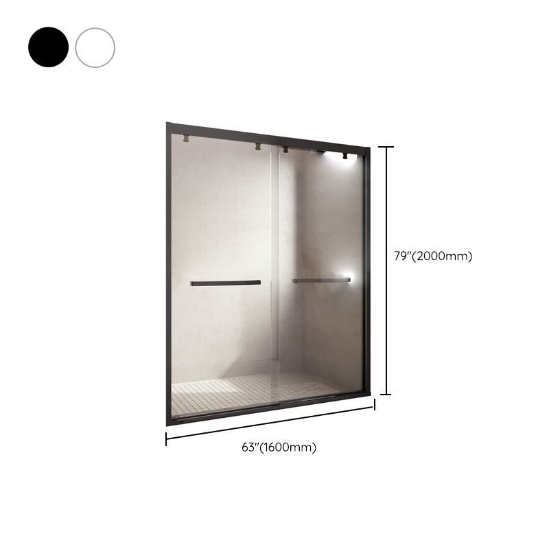 Semi Frameless Double Sliding Shower Door Tempered Glass Shower Screen Clearhalo 'Bathroom Remodel & Bathroom Fixtures' 'Home Improvement' 'home_improvement' 'home_improvement_shower_tub_doors' 'Shower and Tub Doors' 'shower_tub_doors' 'Showers & Bathtubs' 1200x1200_3d8938d6-7b93-4282-9968-ac23c43fb388
